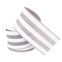2.5" x 25ft. Faux Linen Wired Thick Striped Ribbon by Celebrate It™ Décor