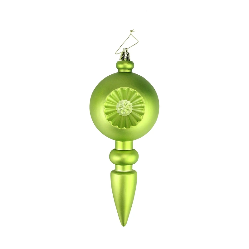 4ct. 7.5" Matte Green Kiwi Retro Reflector Shatterproof Christmas Finial Ornaments