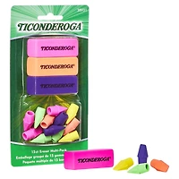 Ticonderoga® Neon Beveled & Wedge Cap Eraser Combo Set, 8 Packs of 15