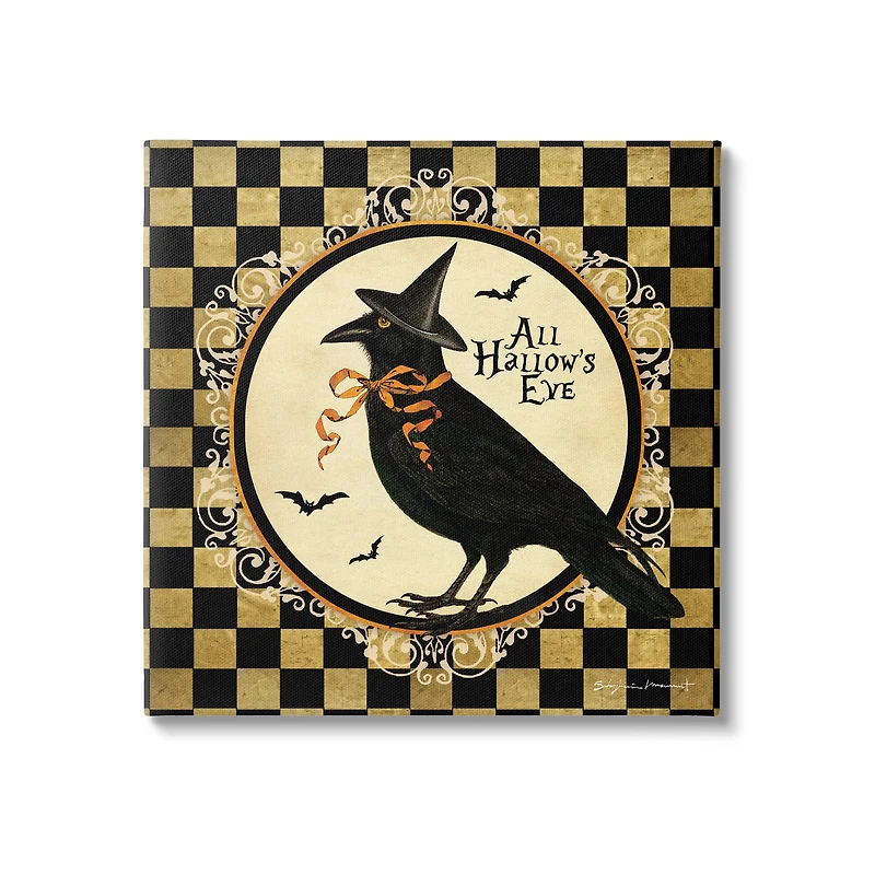 Stupell Industries All Hallow's Eve Halloween Crow Canvas Wall Art