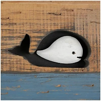 33.63" x 13.25" Brown Wood Handmade Distressed 4 Hanger Wall Hook with White Whales and Hanging Rope