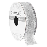 7/8" x 5yd. Silver Metallic Fringe Ribbon by Celebrate It® Classic