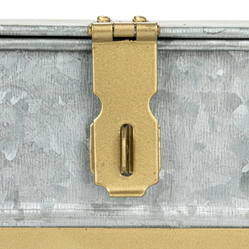 Hello Honey® Silver Rectangular Metal Nesting Storage Boxes with Hasp Lock