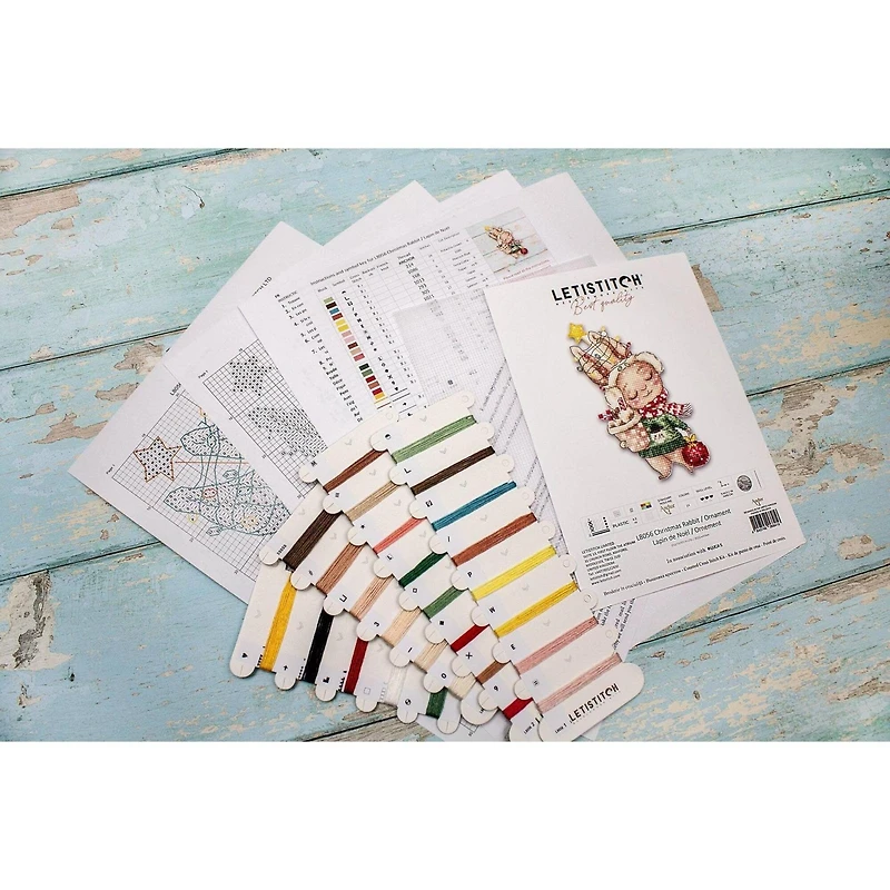 Letistitch Christmas Rabbit Ornament Counted Cross Stitch Kit