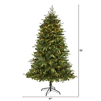 6ft. Pre-Lit Wellington Spruce Artificial Christmas Tree, Clear LED Lights