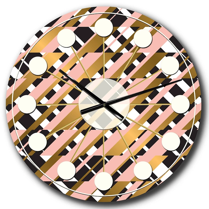 Designart 'Gold Checkered Pattern Ii Mid-Century Modern Wall Clock