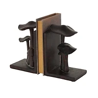 7.5" Dark Brown & Copper Mushroom Decorative Bookends, 2ct.