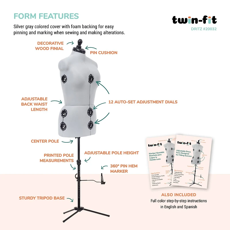 Dritz® Twin-Fit Medium Dress Form with Adjustable Tri-Pod Stand