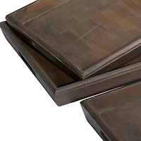 Brown Mango Wood Contemporary Tray Set