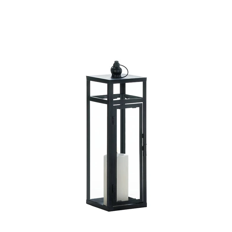 17" Black Dramatic Geometry Lantern