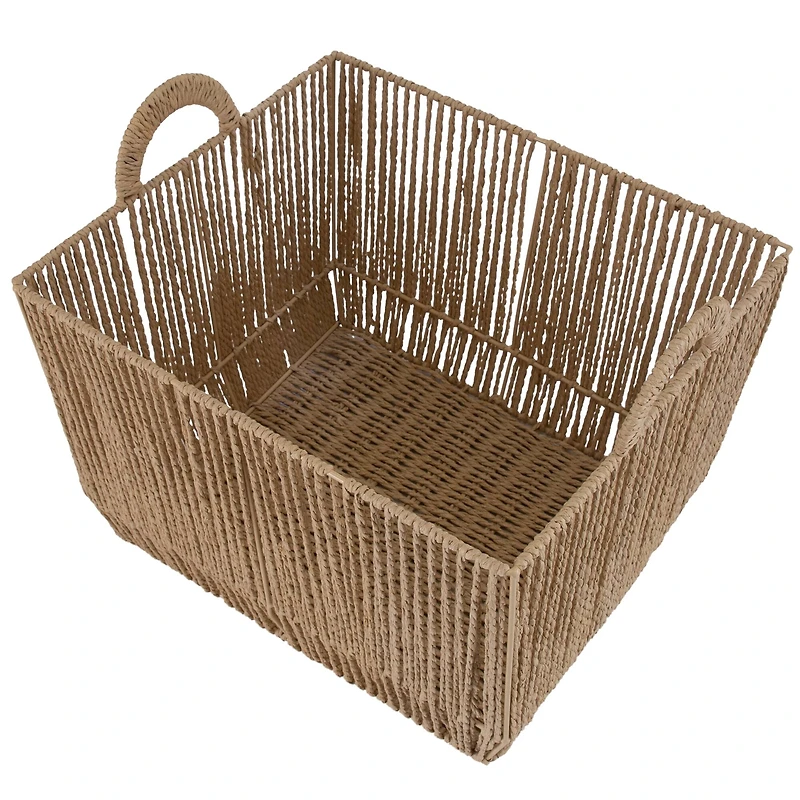 Simplify Small Vertical Weave Storage Basket with Round Handles