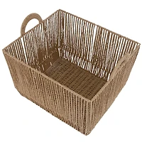Simplify Small Vertical Weave Storage Basket with Round Handles
