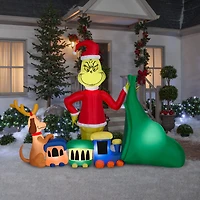 6.5ft. Airblown® Inflatable Christmas Grinch Putting Train in Santa Sack