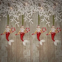 4 Pack 5" Santa Merman Glass Ornaments