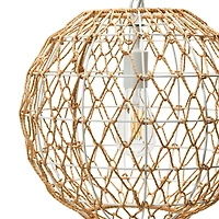 Hello Honey® Robert Stevenson Lighting Alaina 14" Natural Paper Rope & Metal Ceiling Light