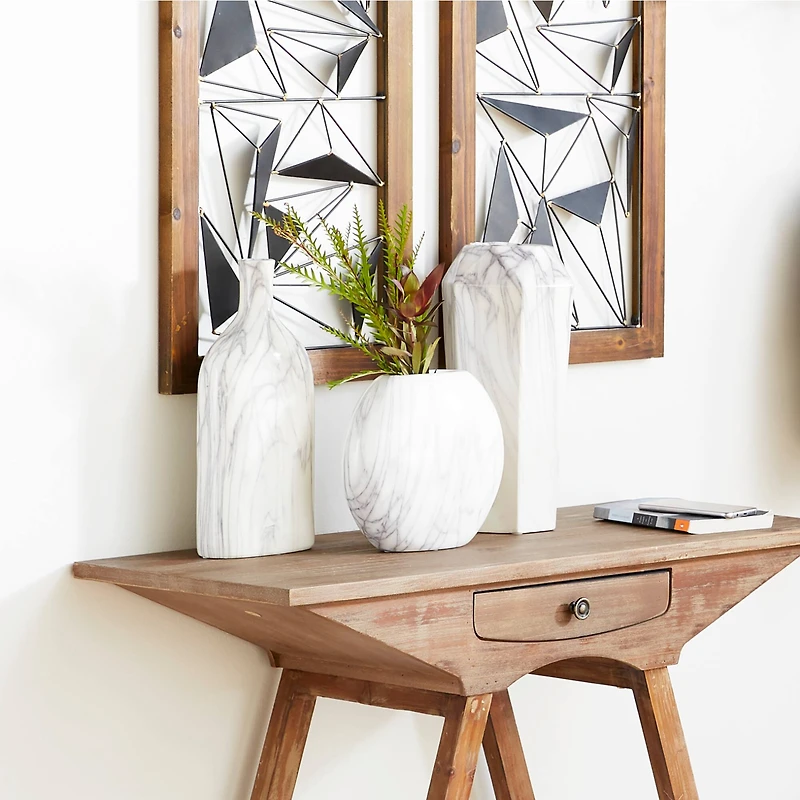 14" White Ceramic Contemporary Vase