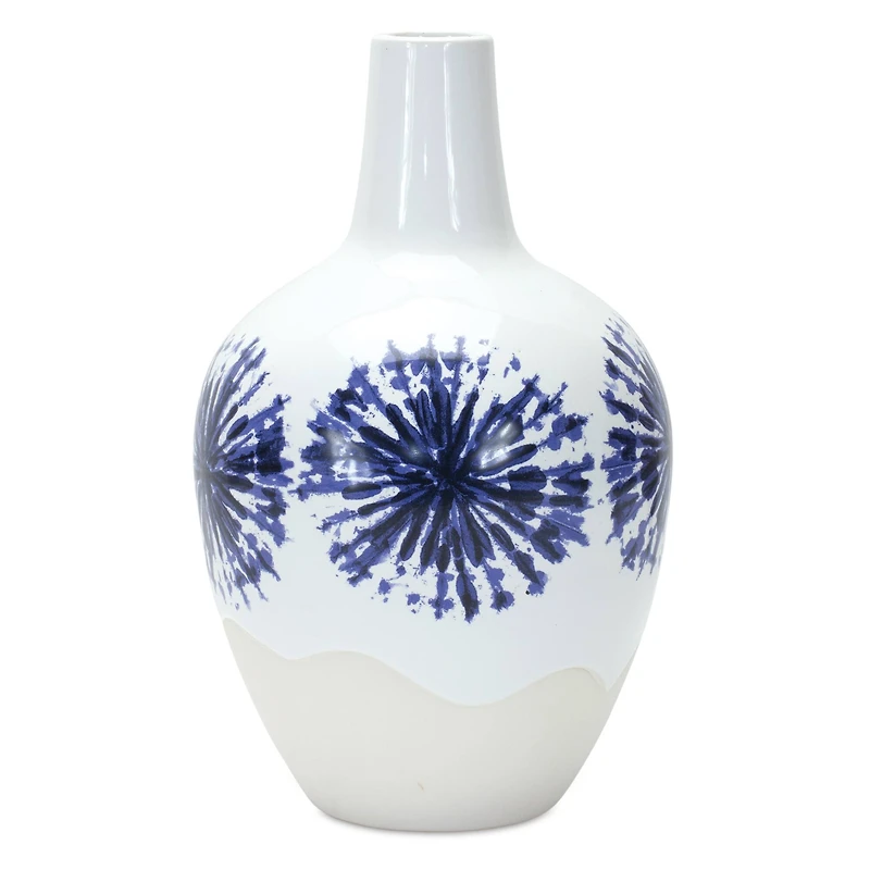 11" Two-Tone Tie Dye Design Ceramic Vase