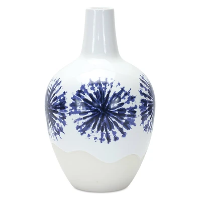11" Two-Tone Tie Dye Design Ceramic Vase