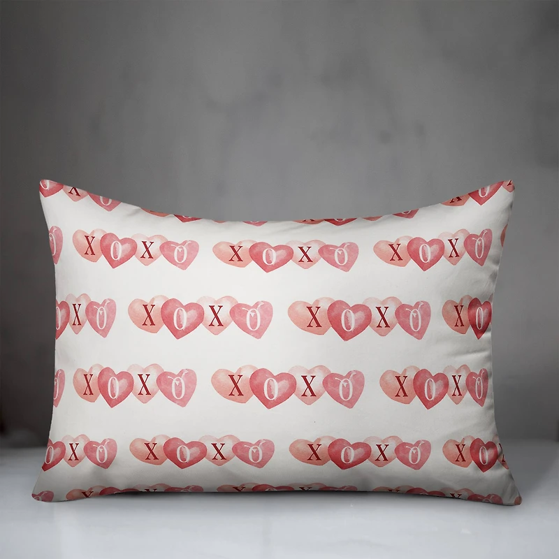 XOXO Hearts Pattern Rectangle Throw Pillow