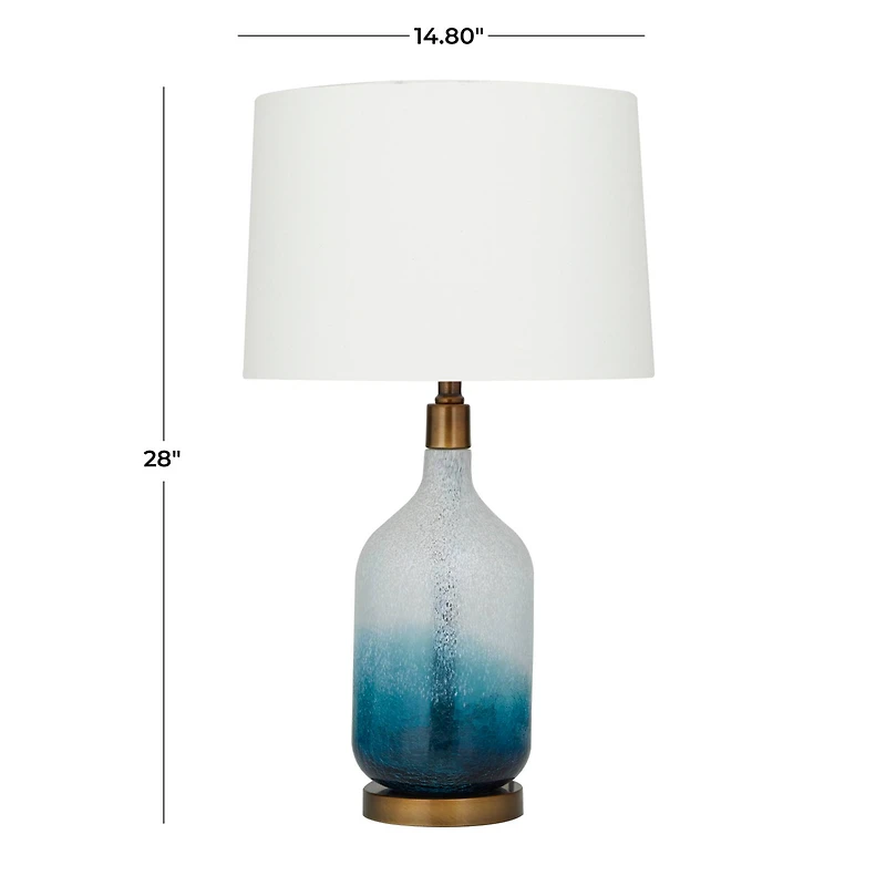 Blue Glass Table Lamp Set of 2 15", 28"
