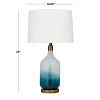 Blue Glass Table Lamp Set of 2 15", 28"