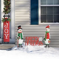 Glitzhome® Metal Snowmen & Happy Holidays Yard Stake Set