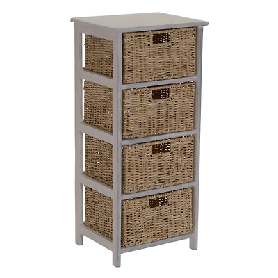 Household Essentials 4-Drawer Dresser with Natural Wicker Baskets