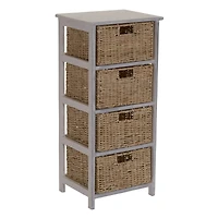 Household Essentials 4-Drawer Dresser with Natural Wicker Baskets