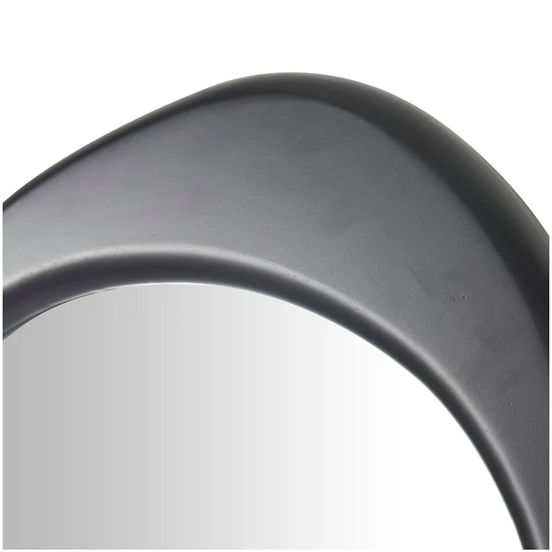 51" Black Wooden Abstract Oval Framed Wall Mirror