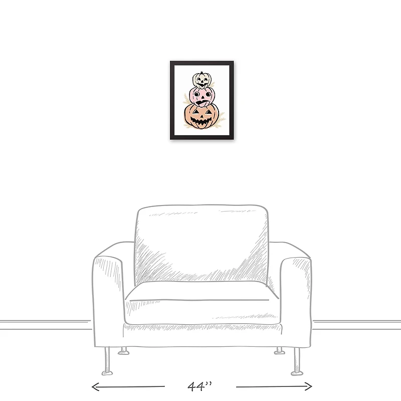 Pastel Pumpkin Stack Black Framed Canvas Wall Art