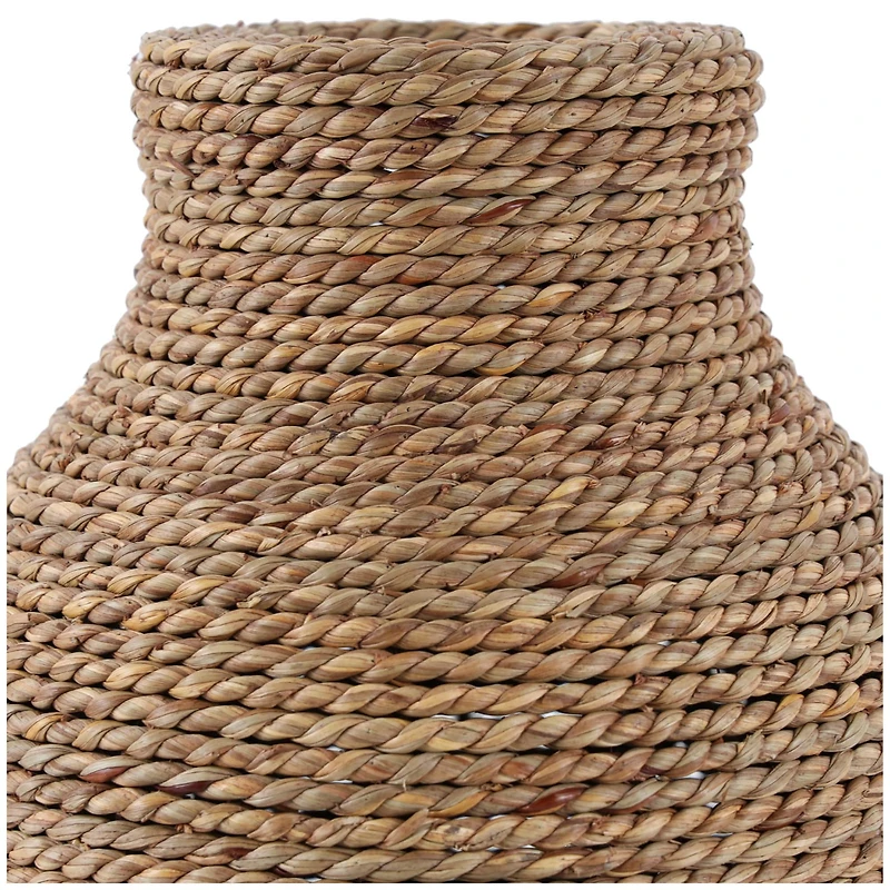 16" Brown Seagrass Handmade Wrapped Vase
