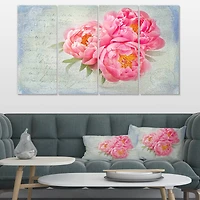 Designart - Pink Peony Flowers in White Vase