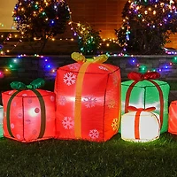 Glitzhome® 8ft. Inflatable Gift Boxes With Lights