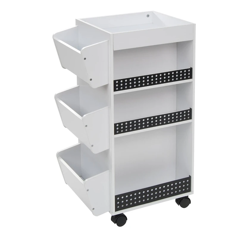 Studio Designs White & Black Swivel Mobile Organizer Cart