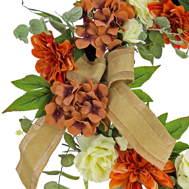24'' Harvest Hydrangeas and Roses Wreath