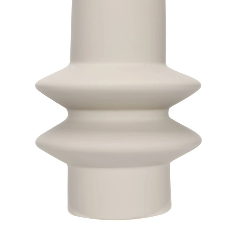 Hello Honey® 9" Taupe Modern Sculptural Stoneware Vase with Latex Glaze