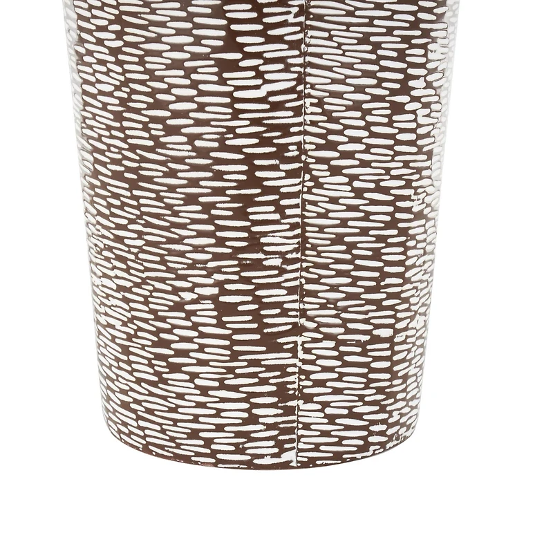 White & Brown Spotted Tapered Floor Metal Vase Set