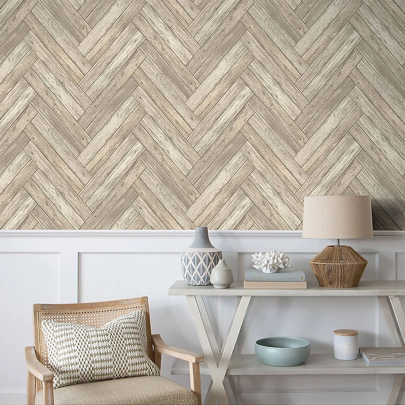 Surface Style Herringbone Wood Peel & Stick Wallpaper