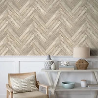 Surface Style Herringbone Wood Peel & Stick Wallpaper