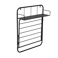 Honey Can Do Black Collapsible Wall-Mounted Clothes Drying Rack with Shelf