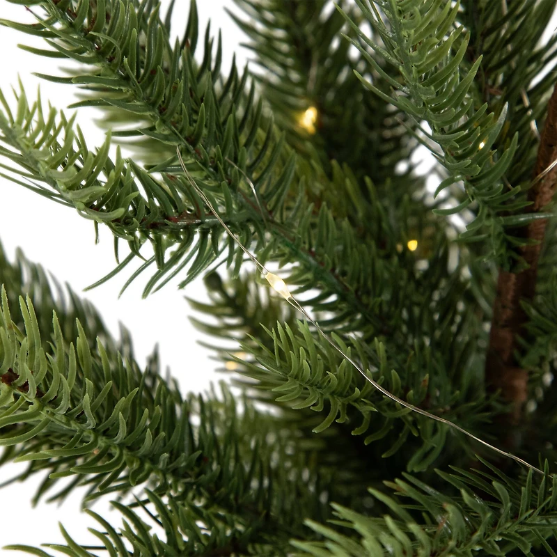 20" Pre-Lit Artificial Pine Christmas Tree with Basket, Warm White LED Lights