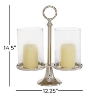 14" Silver Aluminum Traditional Candle Holder Lantern
