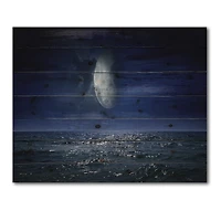 Designart - Full Moon Over Dark Ocean At Night