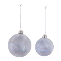 Iridescent Cream Glass Ball Ornament Set