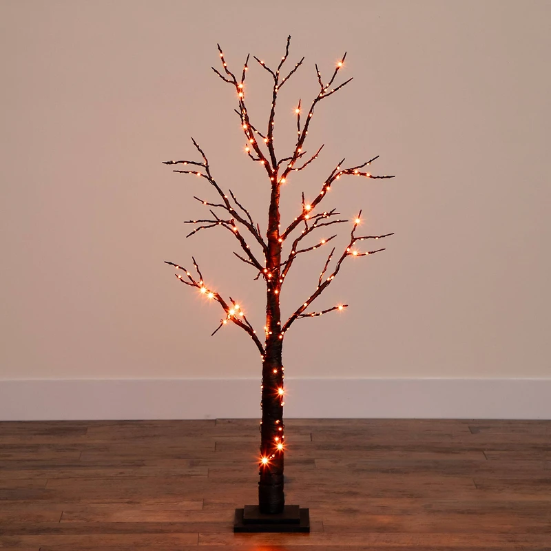4ft. Pre-Lit LED Black Twig Artificial Halloween Tree