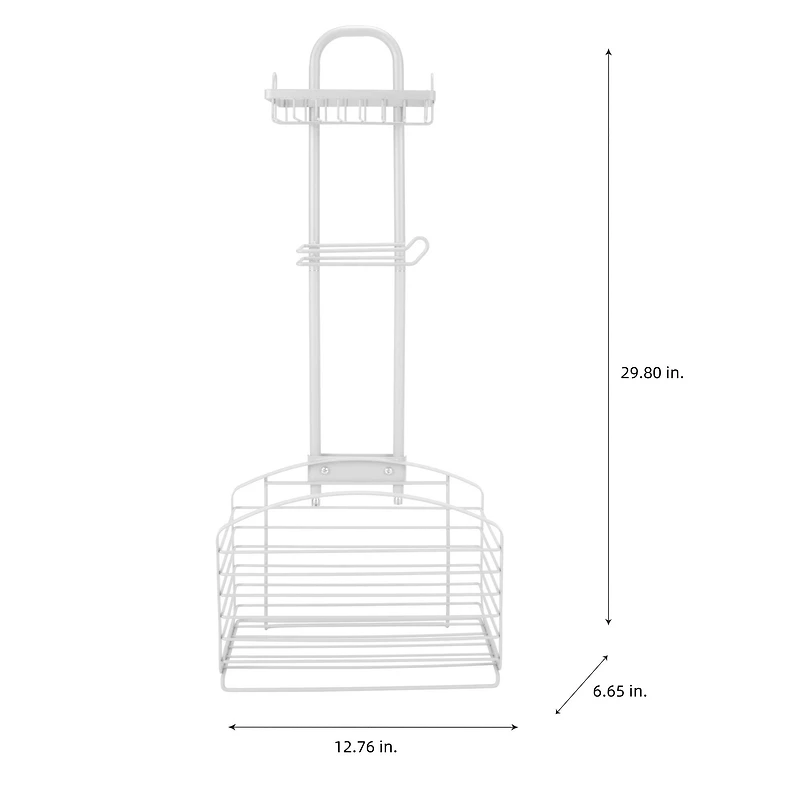 Bath Bliss Ellipse Collection White Adjustable Bathroom Organizer
