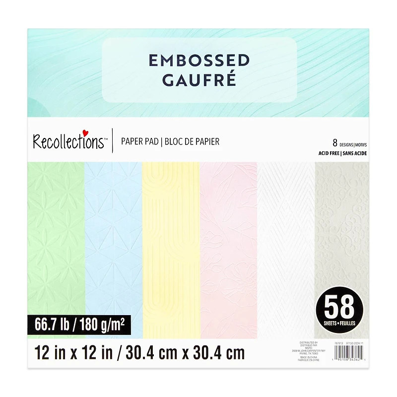 12" x 12" Embossed Paper Pad by Recollections™, 58 Sheets