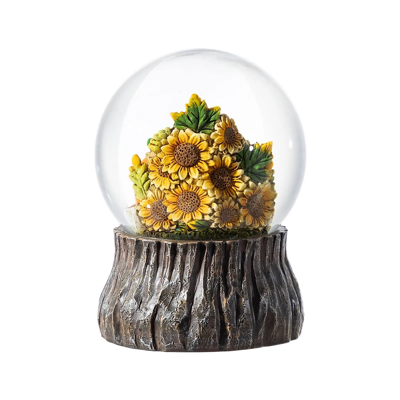 Glitzhome® 5.75"H Fall Sunflower and Pumpkin Resin Waterglobe