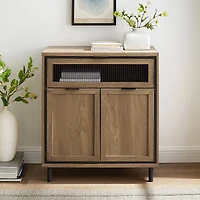 Walker Edison English Oak Mesh Metal Accent Cabinet