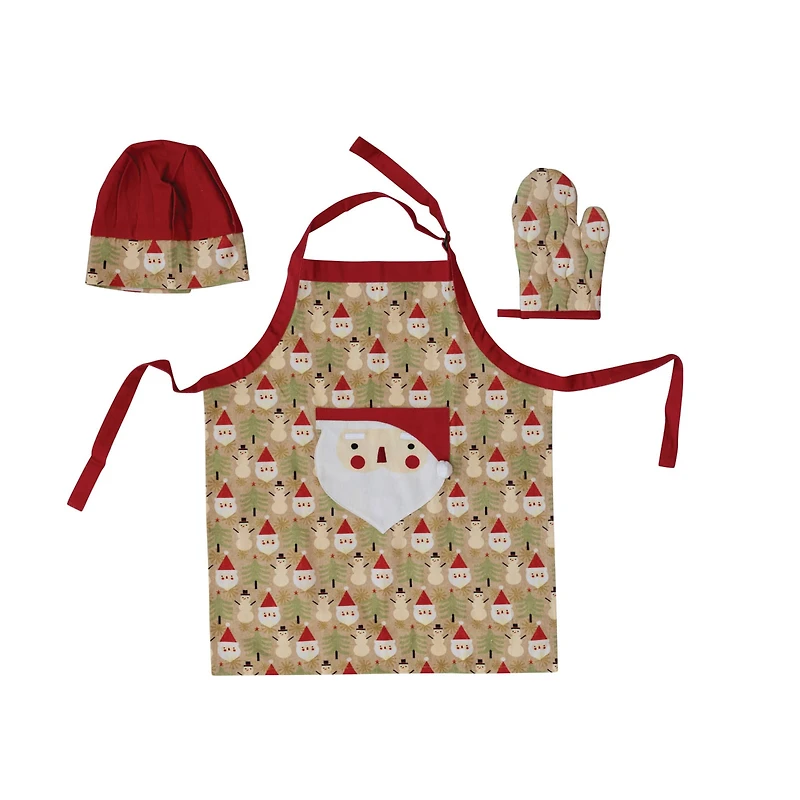 Hello Honey® 24" Santa Kids Apron with Chef's Hat & Oven Mitt